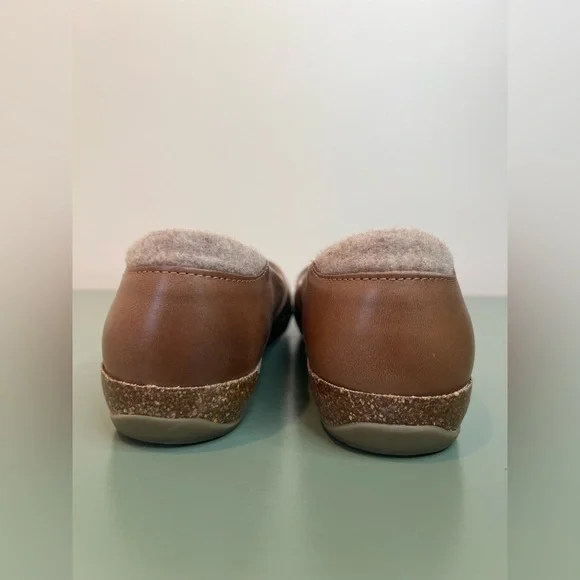 Stegman Brown Leather Loafers Liesl Leather Skimmer Wool Lined Womens 8 Shoes - Picture 7 of 11